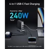 Kép 4/6 - ANKER Hálózati Töltő, 749, 4 portos, 240W, 3xUSB-C, USB-A, EU, fekete - A2342311 Anker