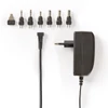 Kép 1/3 - NEDIS ACPA003 univerzális hálózati adapter, állítható 9V-24V, 1,8m, 24W, 6 cserélhető adapter fej, fekete NEDIS