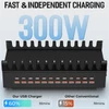 Kép 2/3 - BLACKBIRD Hálózati Töltő 12xUSB-C + 12xUSB 300W eszköztartóval, Fekete BlackBird