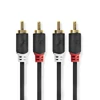 Kép 2/3 - Nedis CABW24200AT100 sztereo audió kábel 2x RCA férfi,  2x RCA férfi, Aranyozott,  10 m , kerek,  Antracit NEDIS
