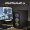 Kép 2/8 - CORSAIR Ház 3000D RGB AIRFLOW, 3xAR120 RGB Ventilátorral, Tápegység nélkül, Edzett Üveg, fekete Corsair