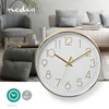 Kép 3/4 - Nedis CLWA015PC30GD falióra, 30 cm átmérő,  1 x AA, arany / fehér, quarz technológia, 1,5V NEDIS