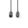 Kép 2/3 - Nedis COTH15012GY30 DMX adapter kábel, XLR 3 tűs dugó, XLR 3 tűs anya,  Nikkelezett, 3 m,  kerek, PVC, Sötétszürke NEDIS