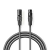 Kép 1/3 - Nedis COTH15012GY50 DMX adapter kábel, XLR 3 tűs dugó, XLR 3 tűs anya,  Nikkelezett, 5 m,  kerek, PVC, Sötétszürke NEDIS - Copygo