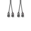 Kép 2/3 - Nedis COTH24200GY15 sztereo audió kábel, 2x RCA férfi,  2x RCA férfi, Nikkelezett,  1,50 m, kerek, Sötétszürke NEDIS
