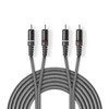 Kép 1/3 - Nedis COTH24200GY15 sztereo audió kábel, 2x RCA férfi,  2x RCA férfi, Nikkelezett,  1,50 m, kerek, Sötétszürke NEDIS - Copygo