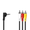 Kép 1/3 - Nedis CVGL22400BK20 audió - videó kábel, 3,5 mm, 3x RCA férfi,  Nikkelezett, 2,00 m,  kerek, PVC,  Fekete NEDIS - Copygo