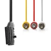 Kép 2/3 - Nedis CVGP31130BK10 SCART kábel, 3x RCA férfi, Nikkelezett, Kapcsolható, 480p, 1,00 m, kerek, PVC, Fekete NEDIS