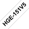 Kép 1/2 - BROTHER szalag HGe-151, Átlátszó alapon Fekete, Nagy sebességű, 24mm  0.94", 8 méter, 5db / csomag Brother
