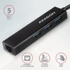 Kép 2/5 - AXAGON HMC-GL3A USB-C 3portos USB hub és gigabit Ethernet RJ45 LAN, fekete Axagon