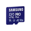 Kép 2/9 - SAMSUNG Memóriakártya, PRO Plus microSDXC kártya 512GB, CLASS 10, UHS-I, U3, V30, A2, + Adapter, R180 / W130 SMG