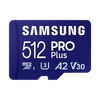 Kép 1/9 - SAMSUNG Memóriakártya, PRO Plus microSDXC kártya 512GB, CLASS 10, UHS-I, U3, V30, A2, + Adapter, R180 / W130 SMG