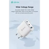 Kép 6/9 - DEVIA Extreme Speed Series 65W GaN PD gyorstöltő adapter USB + 2xType-C - fehér DEVIA