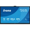 Kép 2/21 - iiyama touch IPS monitor, 75", 3840 x 2160, 16:9, 450cd, 8ms, 1200:1, HDMIx3 / DP / USB-Cx2 / USBx5 / RJ45x2 / RS-232C Iiyama