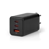 Kép 2/6 - Nedis WCGPD65W100BK PD töltő / tápegység 65W, 5A, GaN, QC, automatikus feszültségválasztás, USB-A / 2x USB-C NEDIS