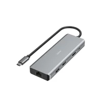 HAMA 00200142, FIC USB 3.1 TYPE-C,9IN1 DOKKOLÓ ADAPTER(4XUSB3.1, 2XHDMI, LAN, USB-C, PD) HAMA