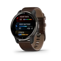 Garmin venu 2 plus, gps, black + slate, leather, emea / anz