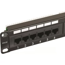 EXCEL Patch Panel Cat.6 UTP 24 portos 1U, fekete