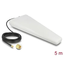 DELOCK Antenna LTE SMA plug 9-11 dB kétirányú, kábellel (RG-58, 5m) fehér kültéri Delock