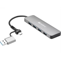 SANDBERG Hub és elosztó, USB-C / A to 4xUSB 3.0 Hub Sandberg