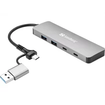 SANDBERG Hub és elosztó, USB-C / A to 2xUSB-A + 2xUSB-C Hub Sandberg