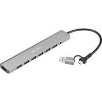 SANDBERG USB-C / A to 7 x USB 3.0 HUB, akár 7 USB-A satlakozási lehetőség, USB 3.0 SuperSpeed 5 Gbit / sec, 5 év garancia Sandberg