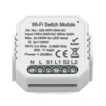 SMARTZILLA Tuya WIFI kapcsoló mögé rejthető 2 csatornás kapcsoló okosító (N)