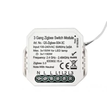 SMARTZILLA Tuya Zigbee kapcsoló mögé rejthető 3 csatornás kapcsoló okosító (N)