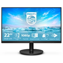 PHILIPS VA monitor 21.5" 221V8, 1920x1080, 16:9, 250cd / m2, 4 ms, 75Hz, VGA / HDMI