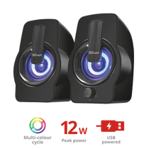 TRUST RGB LED-megvilágítású 2.0 hangszórókészlet 22948 (Gemi RGB 2.0 Speaker Set - black) Trust