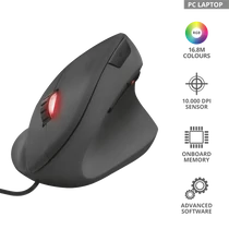 TRUST Gamer Vezetékes Függőleges egér 22991, GXT 144 Rexx Ergonomic Vertical Gaming Mouse