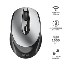 TRUST Vezeték nélküli tölthető egér 23809 (Zaya Rechargeable Wireless Mouse - black)