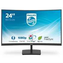 PHILIPS Ívelt VA monitor 23.6" 241E1SC, 1920x1080, 16:9, 250cd / m2, 4ms, 75Hz, D-Sub / HDMI