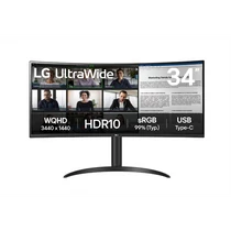 LG ívelt monitor 34" 34WR55QK, 3440x1440, 21:9, 300cd / m2, 5ms, HDMIx2 / DisplayPort / USB-C LG