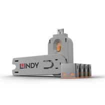 LINDY USB Port Locks 4xORANGE+Key