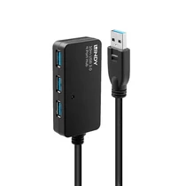 LINDY 10m USB 3.0 Active Extension Hub Pro 4 Port Black