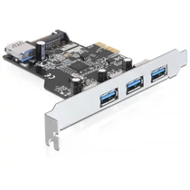 DELOCK PCI-E Bővítőkártya 3x külső + 1x belső USB 3.0 Type-A female port