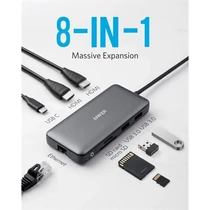 ANKER USB HUB, PowerExpend 8-in-1, USB-C Media Hub, 2xHDMI, 2xUSB3.0, Ethernet, SD / microSD kártyaolvasóval - A83800A Anker