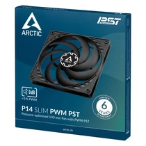 ARCTIC COOLING Rendszerhűtő Ventilátor P14 Slim PWM PST Fekete, 14cm ARTIC Cooling