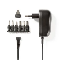 NEDIS ACPA001 univerzális hálózati adapter, állítható 3V-12V DC 1A, 1,8m, 6 cserélhető adapter fej, 12W, fekete NEDIS