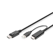 2M HDMI TO DP ADAPTER CABLE 4K 30HZ EXTERNAL POWER VIA USB