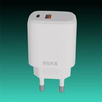 AVAX Hálózati töltő USB-A USB-C 12W, fehér AVAX