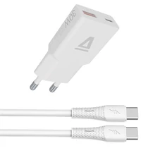 AVAX Hálózati töltő USB-A USB-C 30W + USB-C kábel, fehér AVAX