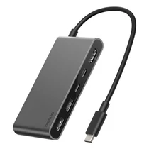 CONNECT 5-IN-1 USB-C HUB WITH DUAL USB-C PORTS SILVER