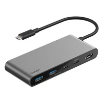 CONNECT 7-IN-1 USB-C HUB MIT DUAL USB-C PORTS SILBER