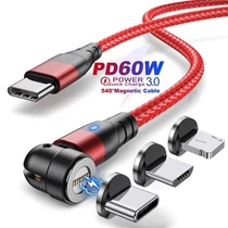 BLACKBIRD Mágneses Töltőkábel PD 60W QC3.0 USB-C to Lightning / Micro USB, USB-C BlackBird
