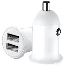 BLACKBIRD Autós Szivargyújtós Adapter 2xUSB + beépített  Micro USB kábel, Fehér BlackBird