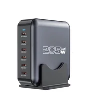 BLACKBIRD Hálózati Töltő GAN 285W 1xUSB-C PD100W + 1xUSB-C PD65W + 4xUSB-C PD30W, Fekete BlackBird