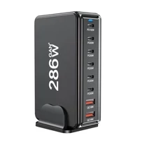 BLACKBIRD Hálózati Töltő GAN 286W 1xUSB-C PD100W + 4xUSB-C PD30W + 3xUSB QC18W, Fekete BlackBird