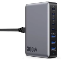 BLACKBIRD Hálózati Töltő Hordozható GAN 300W 5xUSB-C PD + 3xUSB QC, Fekete BlackBird